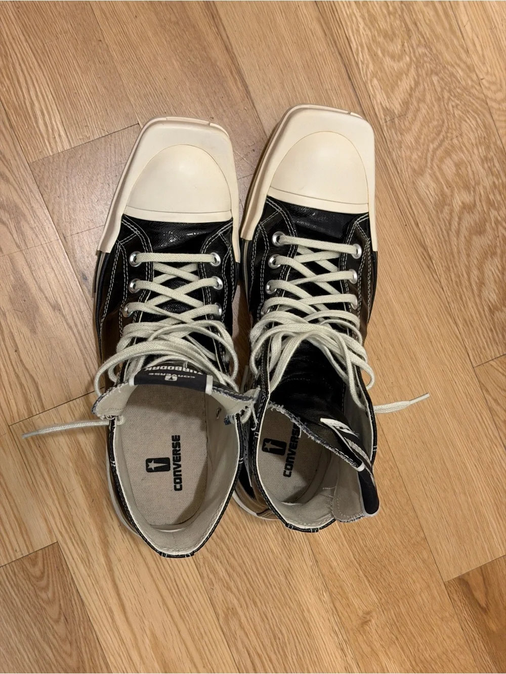 Converse x Rick Owens DRKSHDW Turbodrk Chuck 70 Black Lacquer high-top sneakers - Picture 7 of 8
